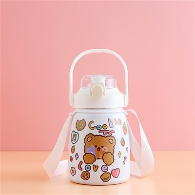 800ml Nerjaveèi asye bèl boutèy dlo vakyòm flacon ak kouvèti prèv koule